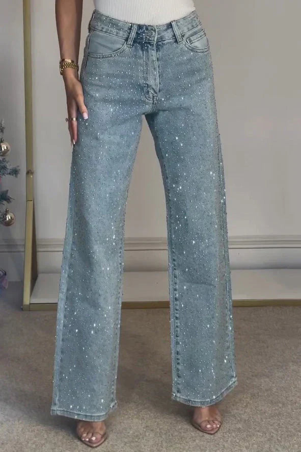 Camdenglam – stretch denim jeans med krystaller
