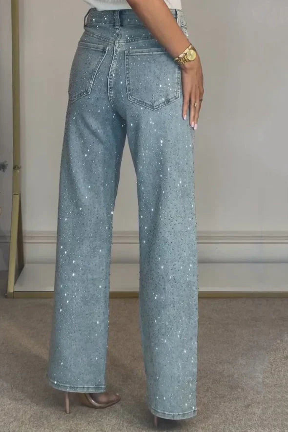 Camdenglam – stretch denim jeans med krystaller
