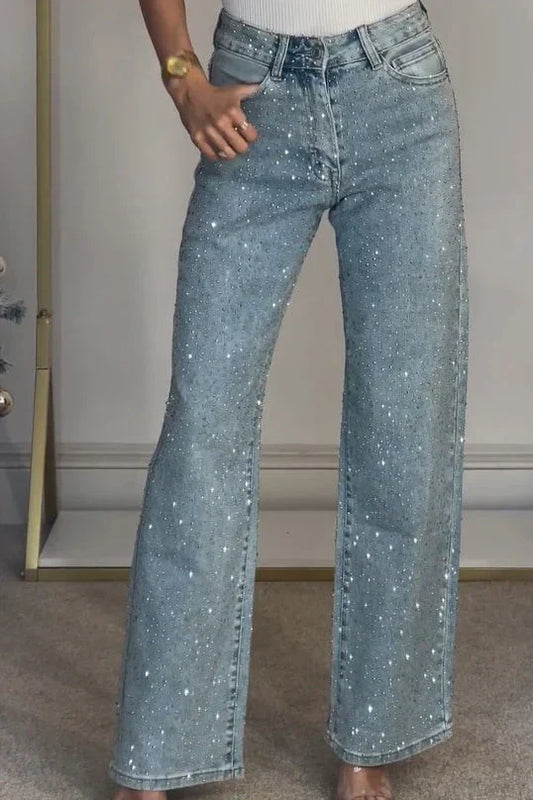 Camdenglam – stretch denim jeans med krystaller