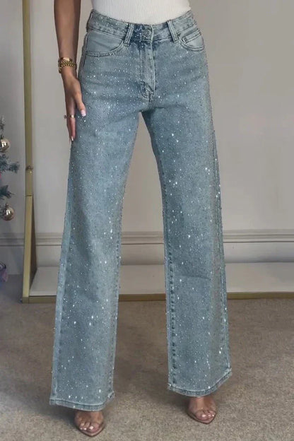 Camdenglam – stretch denim jeans med krystaller
